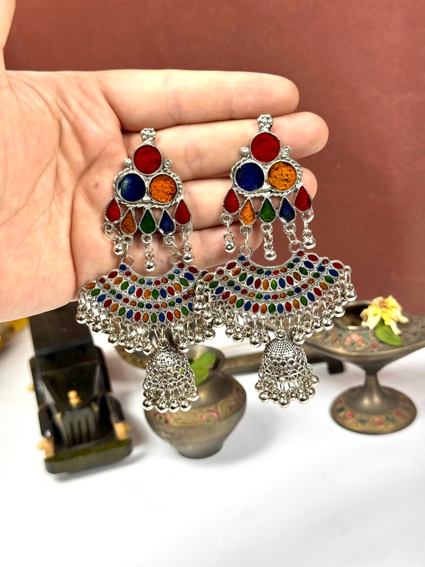Oxidised Mira Jhumka