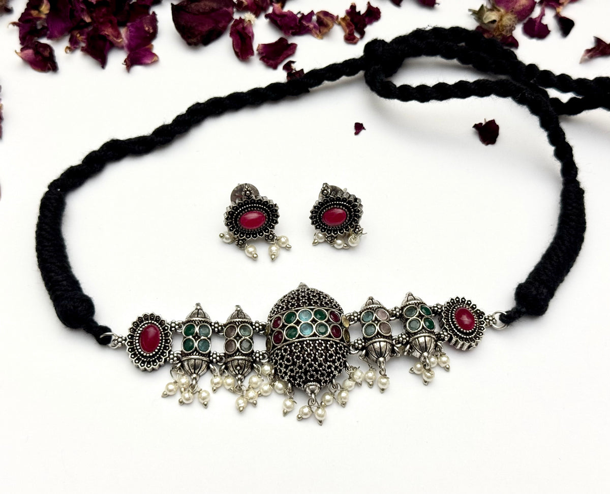 Premium Oxidised Choker set