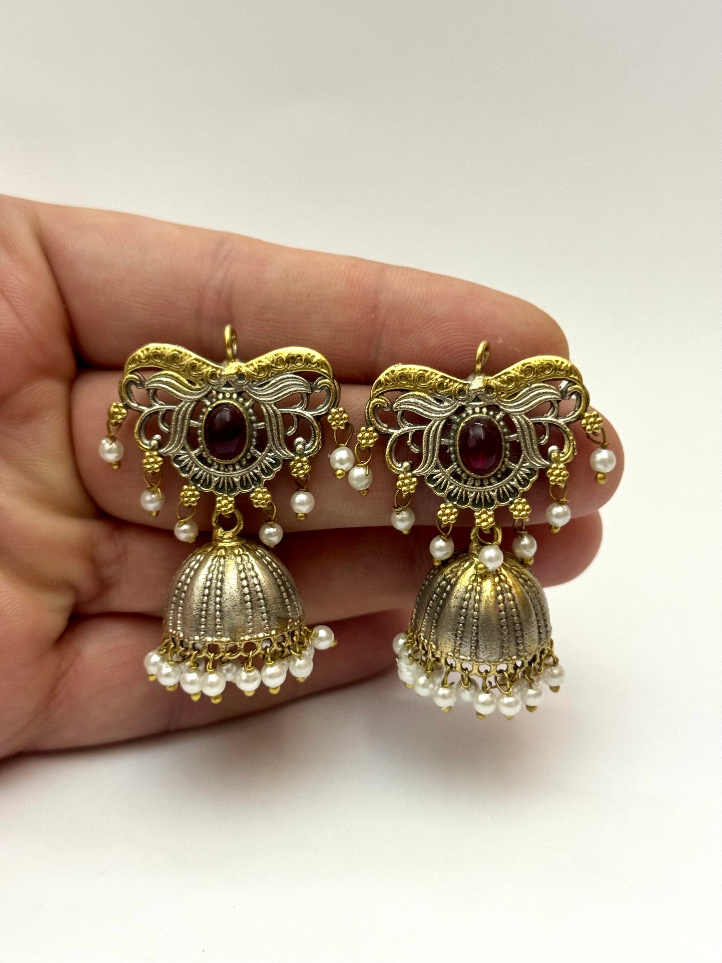 Premium Dual tone Oxidised Brass Made jhumka