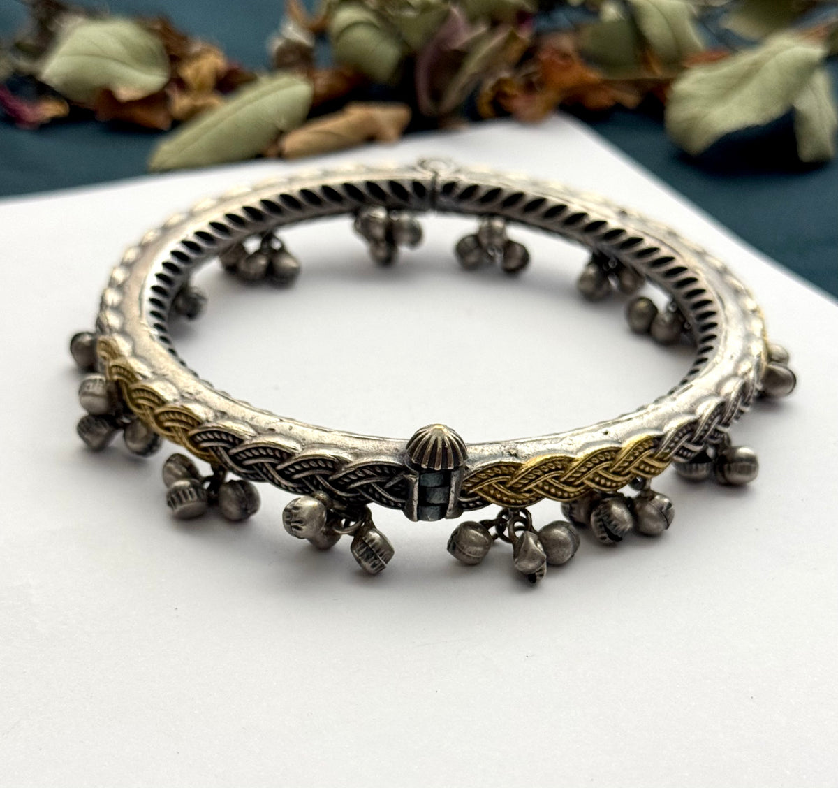 Premium Brass made oxidised openable foot Bangle