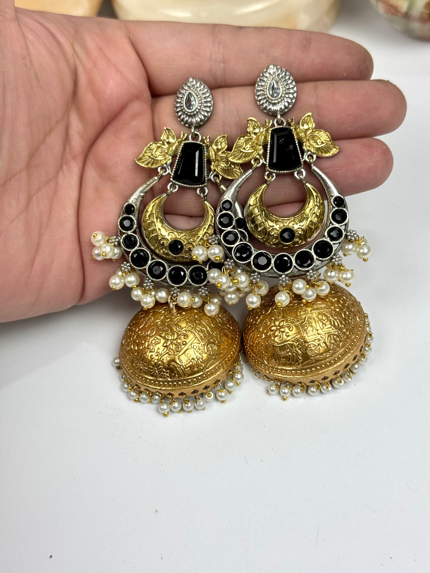 Premium Brass made oxidised Jhumkas