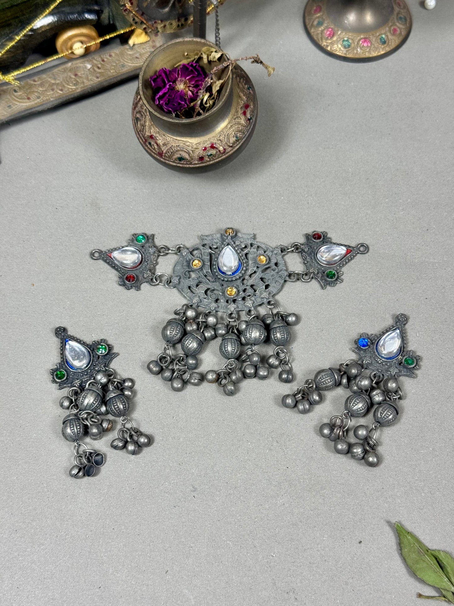 Oxidised Harf choker set