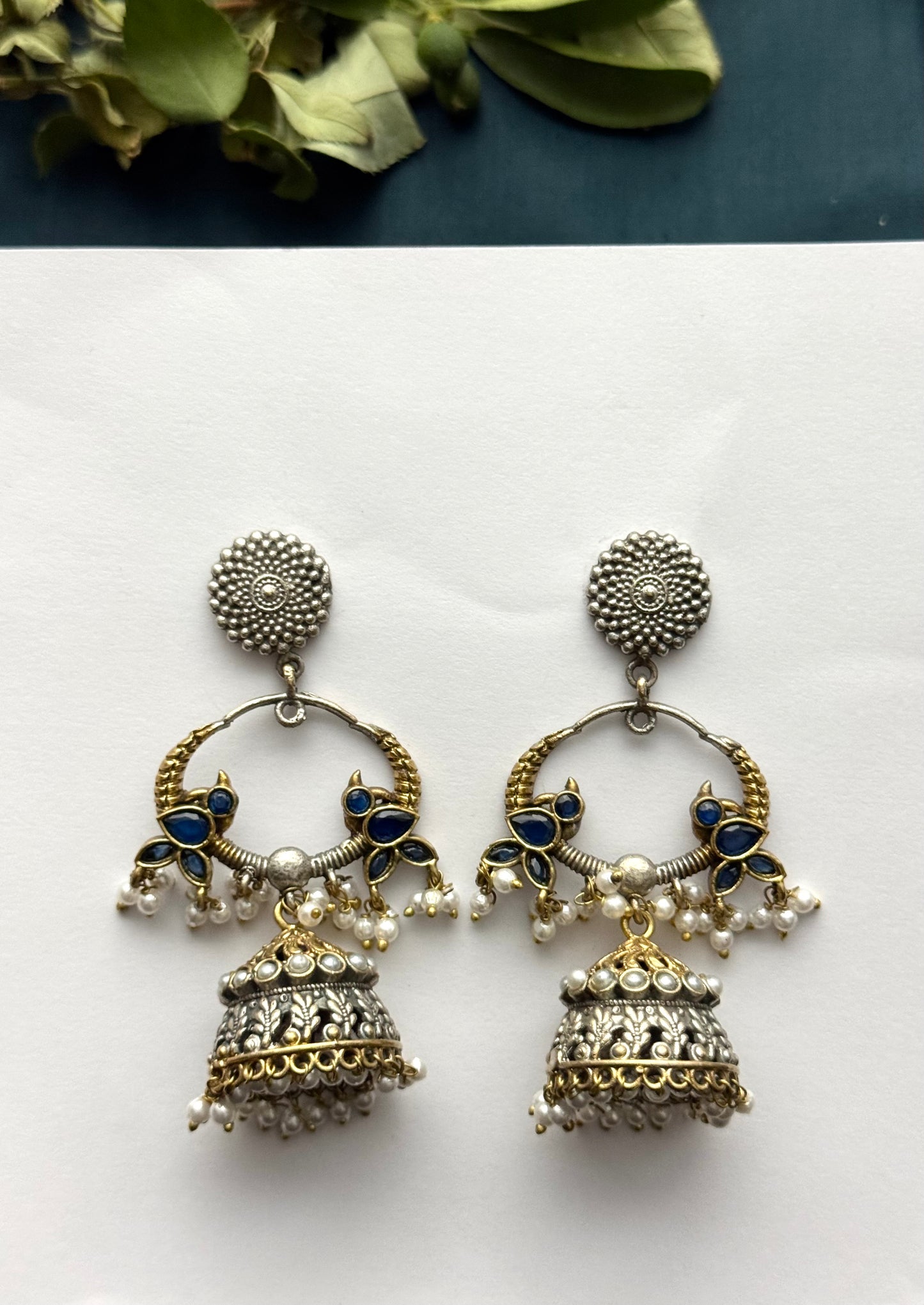 Premium Brass made Dual Tone oxidised jhumka