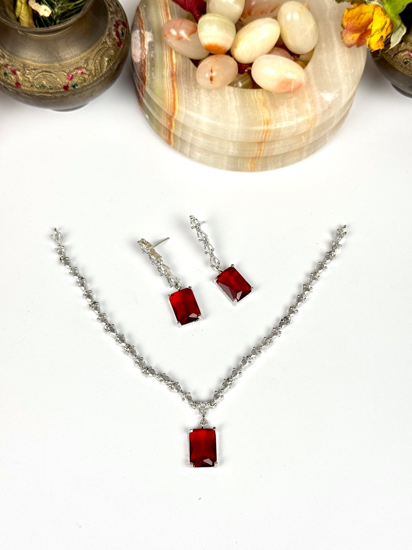 American Diamond 1karat Necklace set