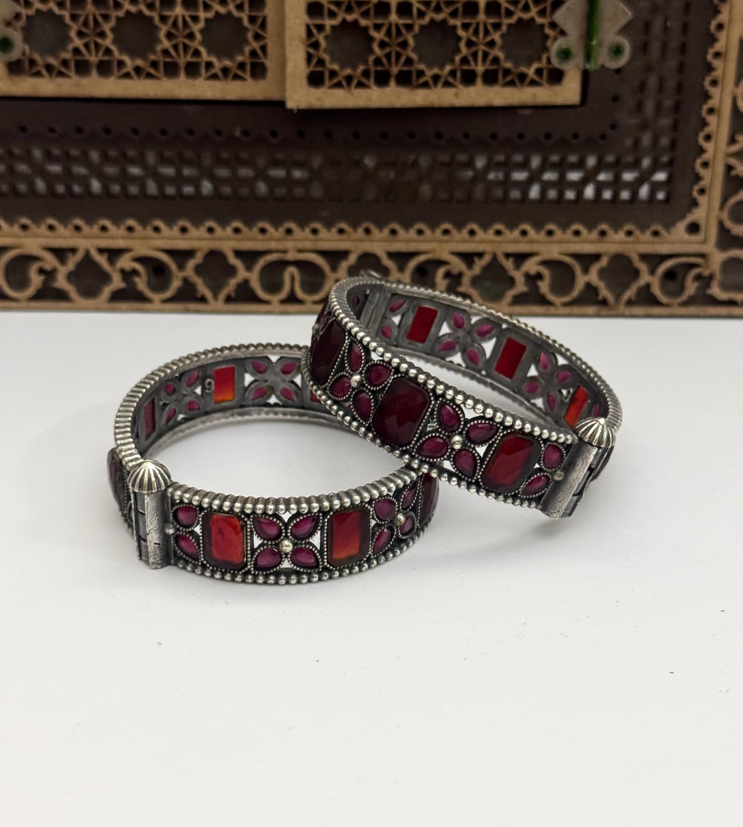 Premium brass made oxidised openable Bangle pair ( size standard 2.6)