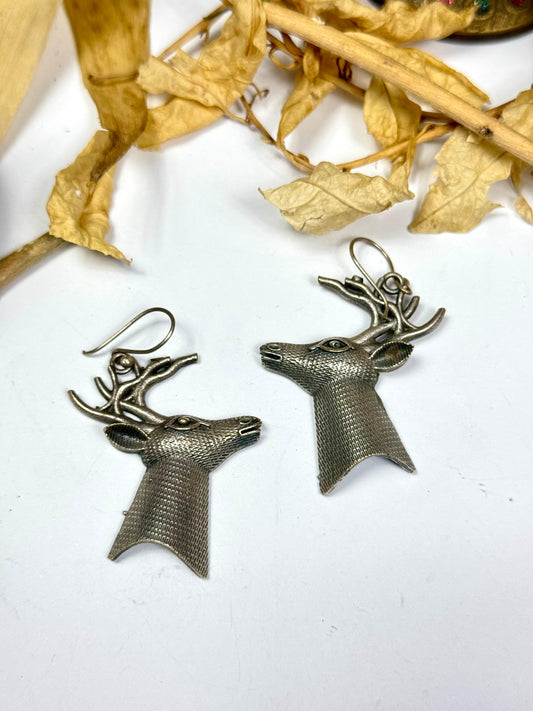Oxidised Deer Earrings
