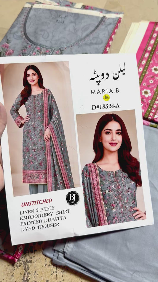 Libas-e-Khas 3pcs embroidered Linen A+ Quality Replica