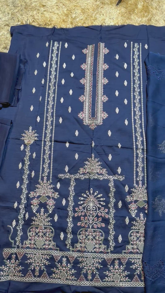 Libas-e-Shireen A+ Quality orignal Khadder 3 Pcs Embroidered Suit